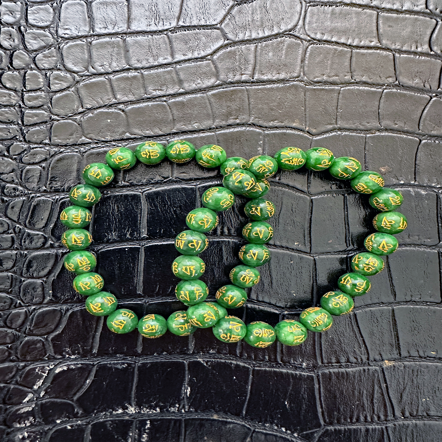 Jade Om Engraved Bracelet