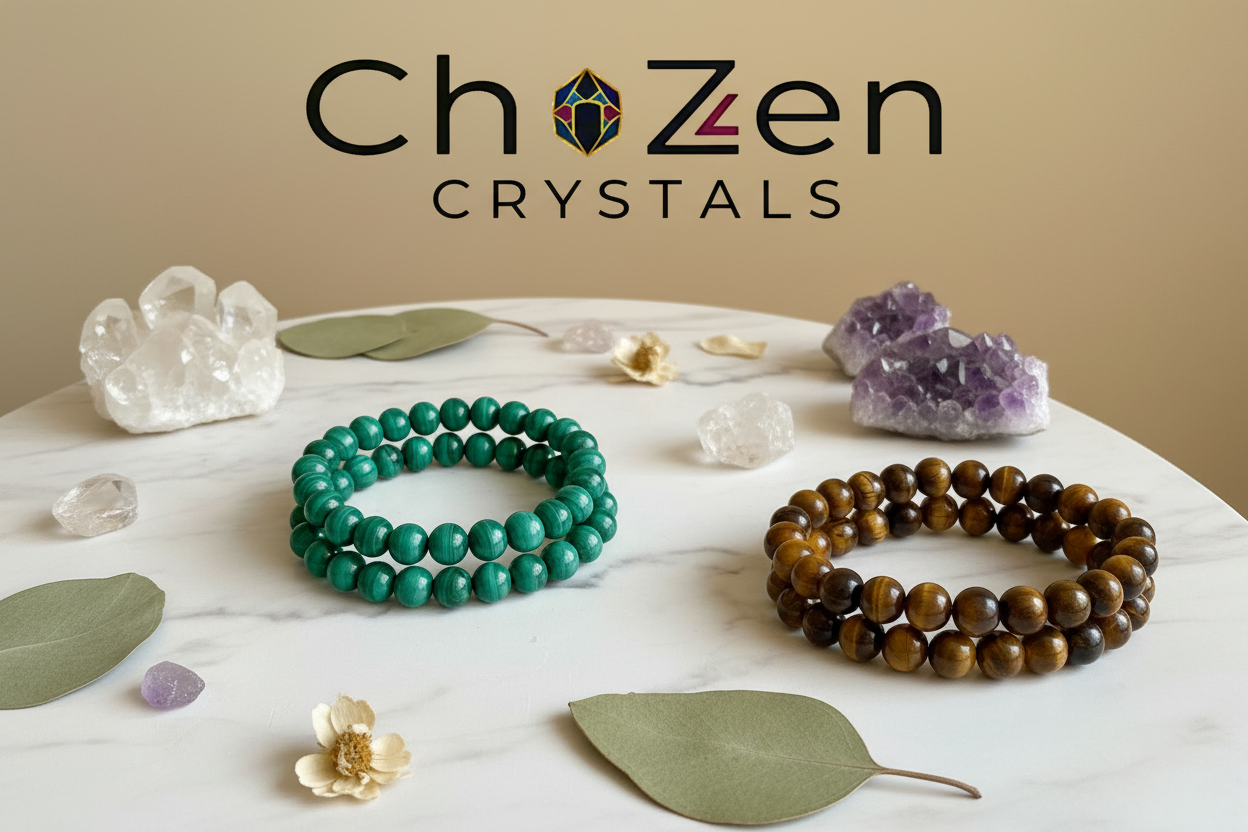 Tiger Eye and Malachite Bracelets