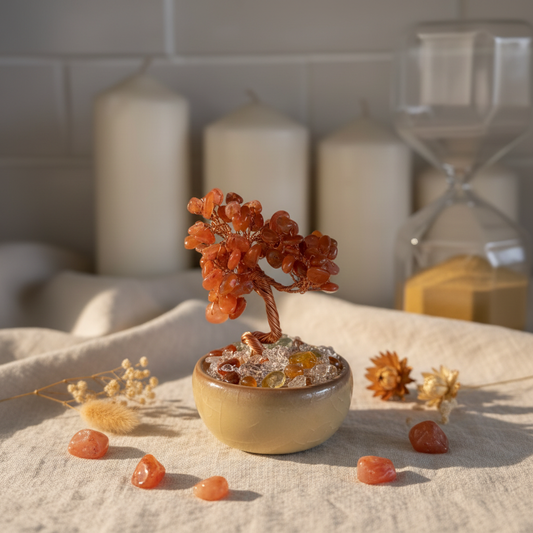 Carnelian Crystal Mini Tree - Linen