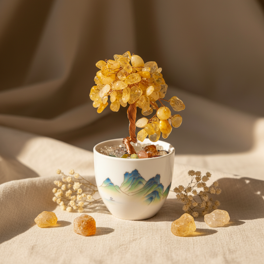 Citrine Crystal Mini Tree - Linen