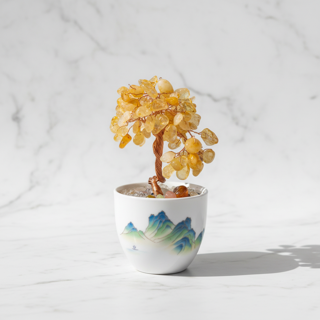 Citrine Crystal Mini Tree - Marble