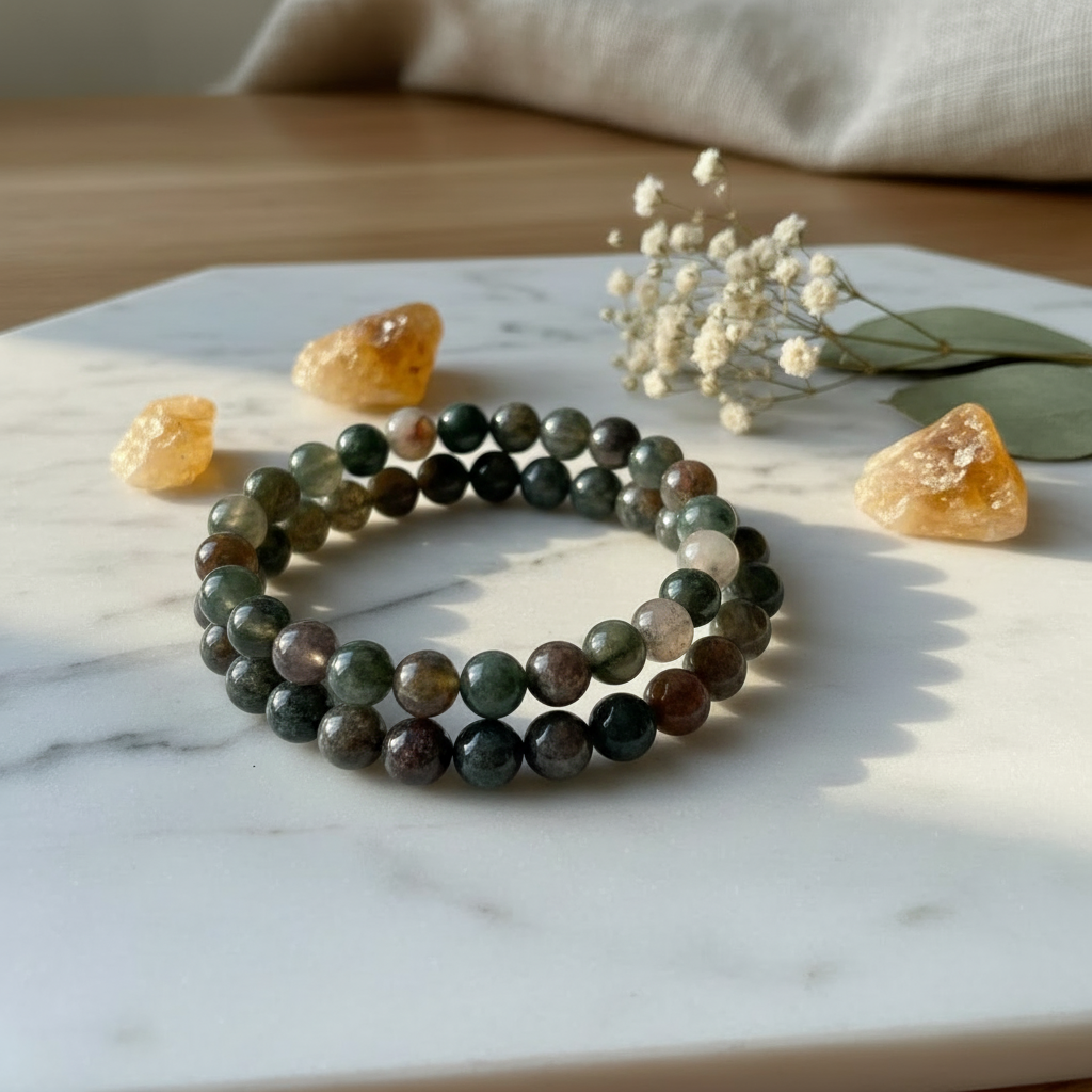 Moss Agate Bracelet - Citrine Style Background