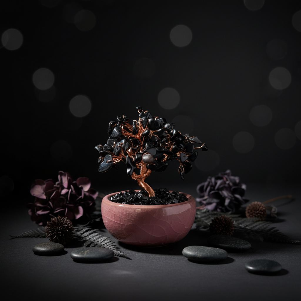 Obsidian Crystal Mini Tree - Dark Aesthetic