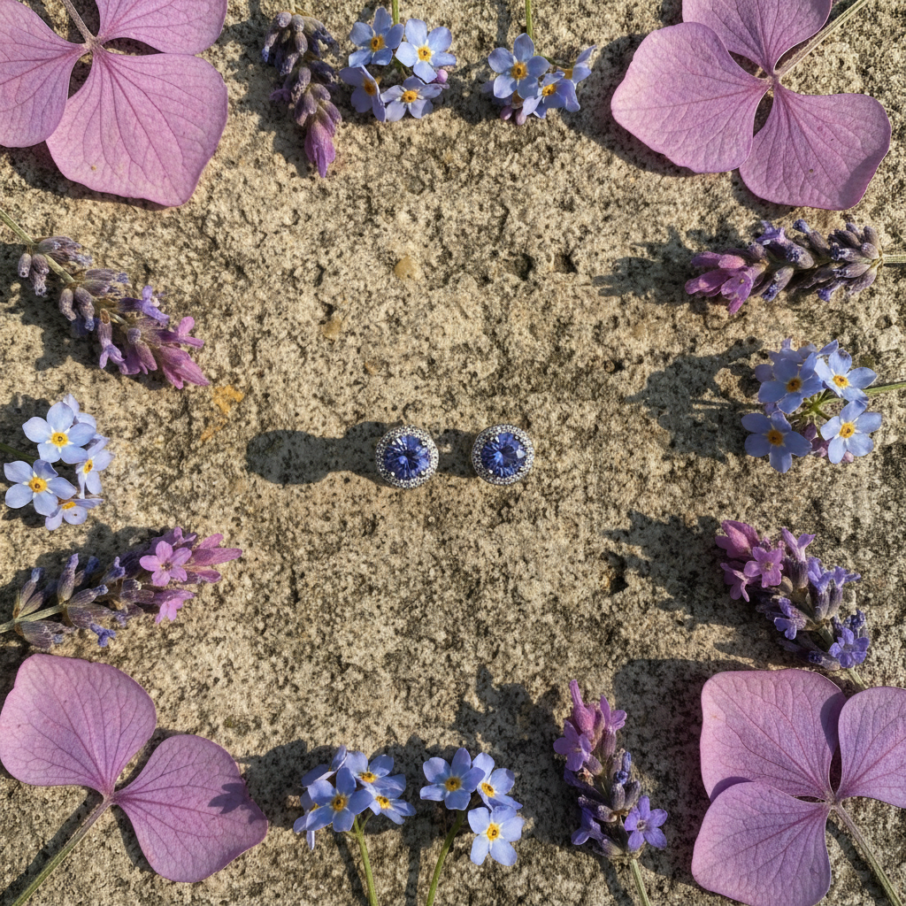 Round Brilliant-Cut Tanzanite Earrings - Aerial Earthy
