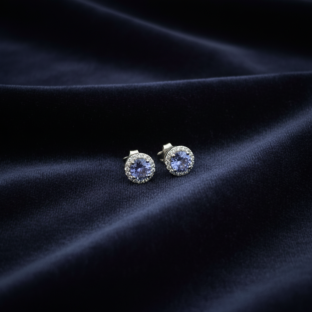 Round Brilliant-Cut Tanzanite Earrings - Velvet