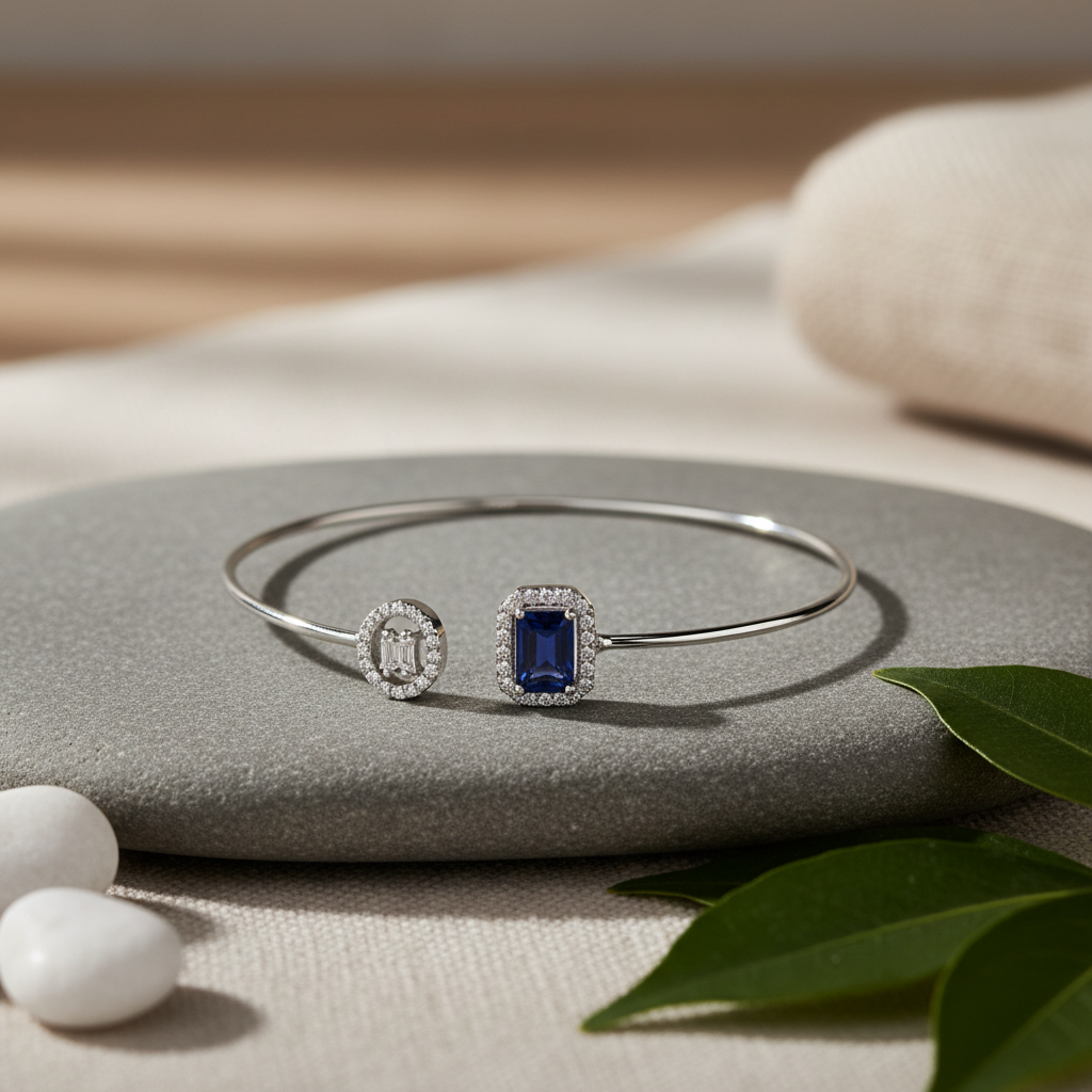 Sapphire Silver Bangle
